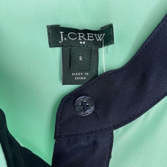 J.CREW Top Womens 2 Mint Green Sleeveless Popover Blouse NEW Blue Trim 58881 - Picture 7 of 9